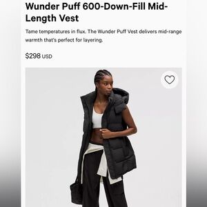 Lululemon Wunder Puff mid length vest